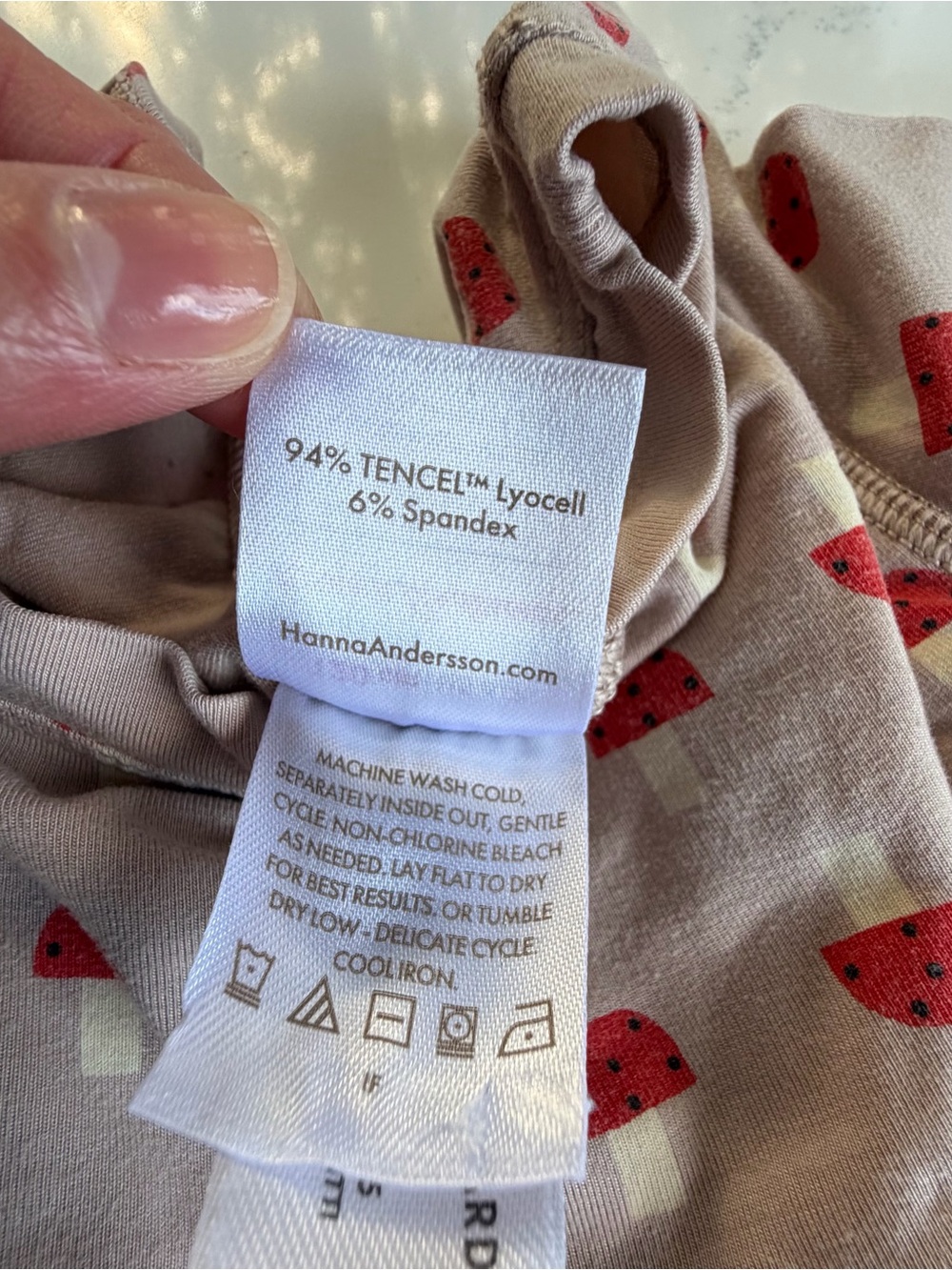 Hanna Andersson Beige Sleep Top with Red Watermelon Print
